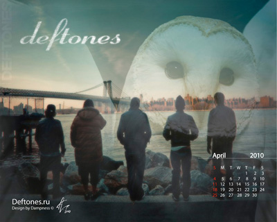 Deftones «Sunset Owl» wallpaper с календарем на апрель 2010 года