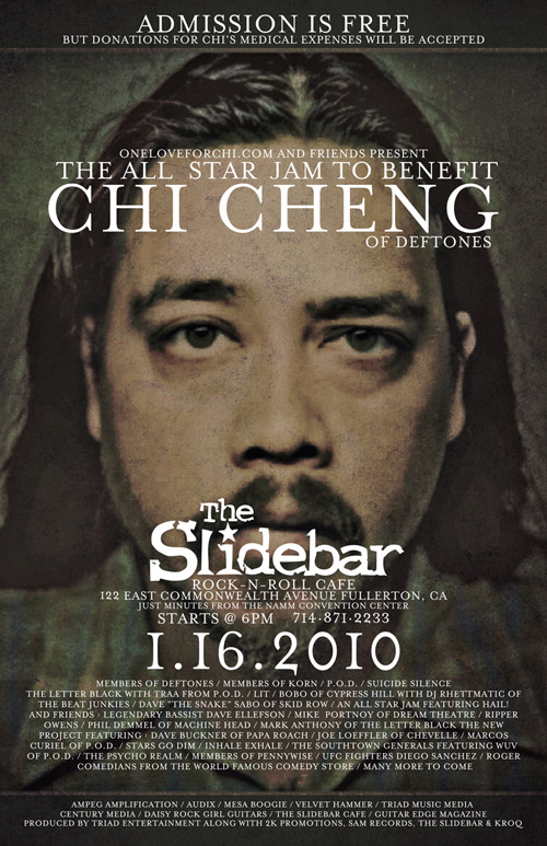 ONELOVEFORCHI.COM и друзья представляют: благотворительный концерт в помощь Чи Ченгу 16 января в The Slidebar Cafe