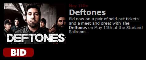 Чтобы помочь пострадавшим жителям Японии, группа Deftones выставила на аукцион 2 VIP-билета на концерт в клубе Starland Ballroom