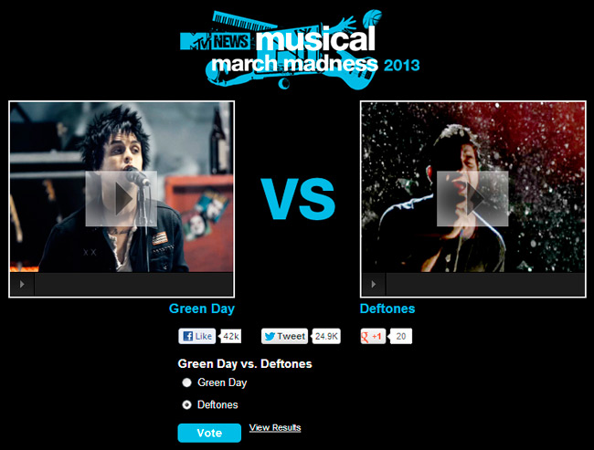 Проголосуйте за Deftones в MTVs Musical March Madness 2013 (1 этап)