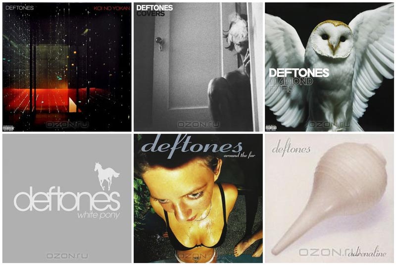 Винилы группы Deftones со скидкой в интернет-магазине Озон: «Koi No Yokan», «Covers», «Diamond Eyes», «White Pony», «Around The Fur», «Adrenaline