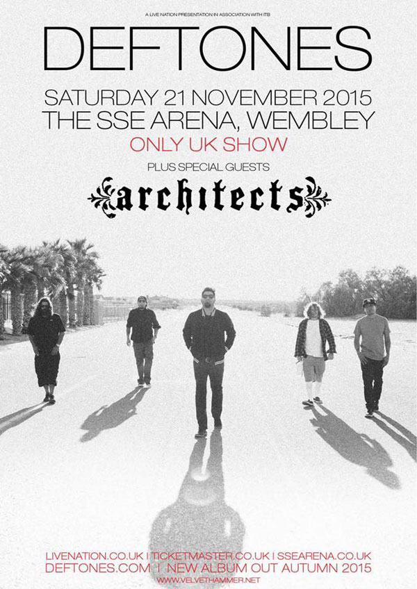 Концерт Deftones на стадионе Уэмбли (Лондон, Англия) 21 ноября 2015 года