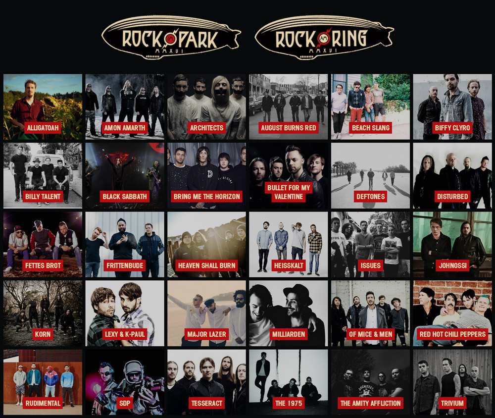 Участники фестивалей Rock am Ring и Rock im Park в 2016 году