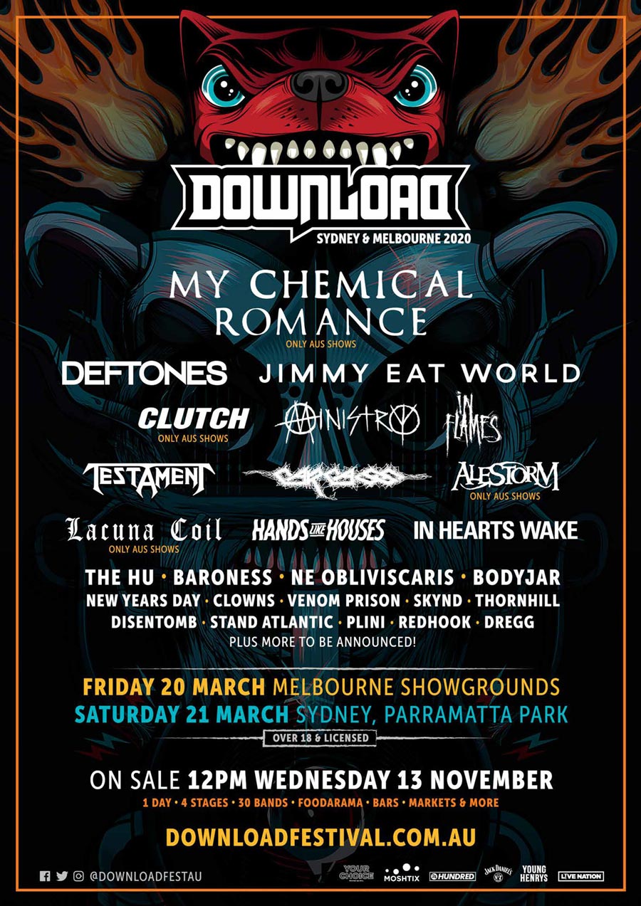 Участники «Download Festival» в Австралии 20-21 марта 2020 года