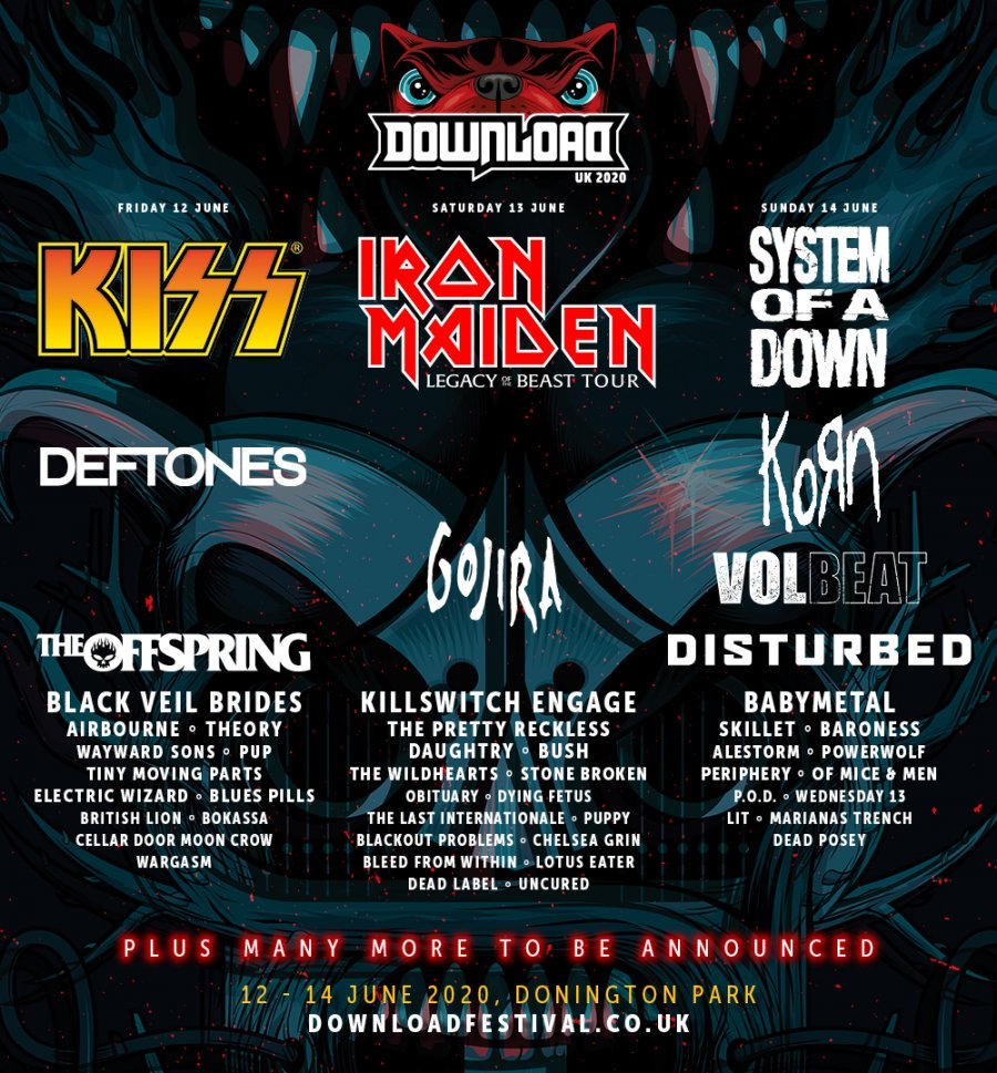 Участники «Download Festival» в Великобритании 12-14 июня 2020 года